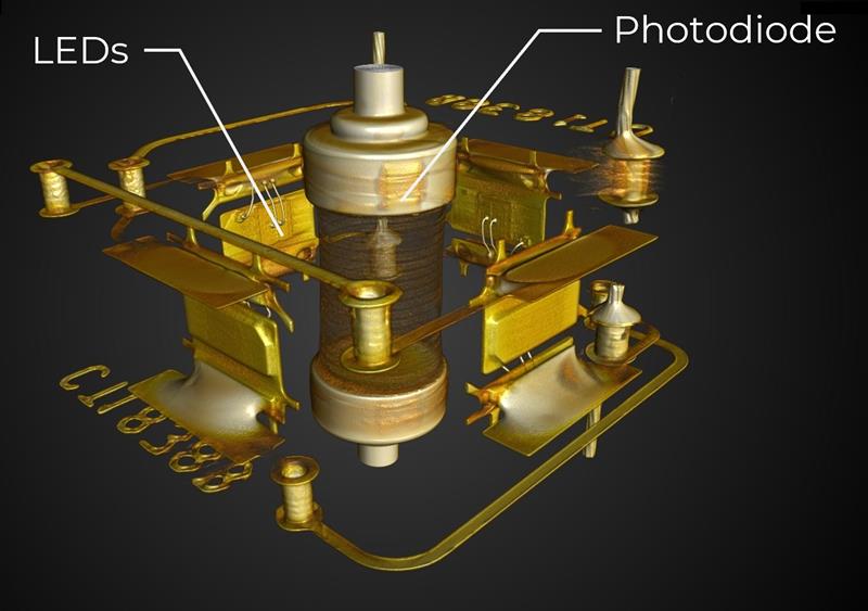 Vue 3D optocoupleur suite scan rayons X