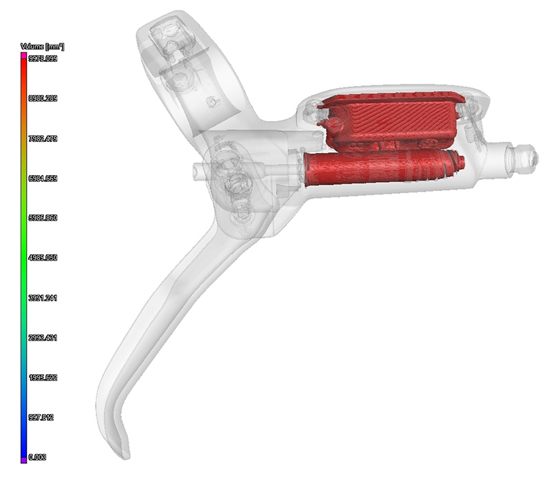 Vue interne 3D frein vélo