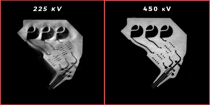 Rendering comparison: 225 kV vs. 450 kV